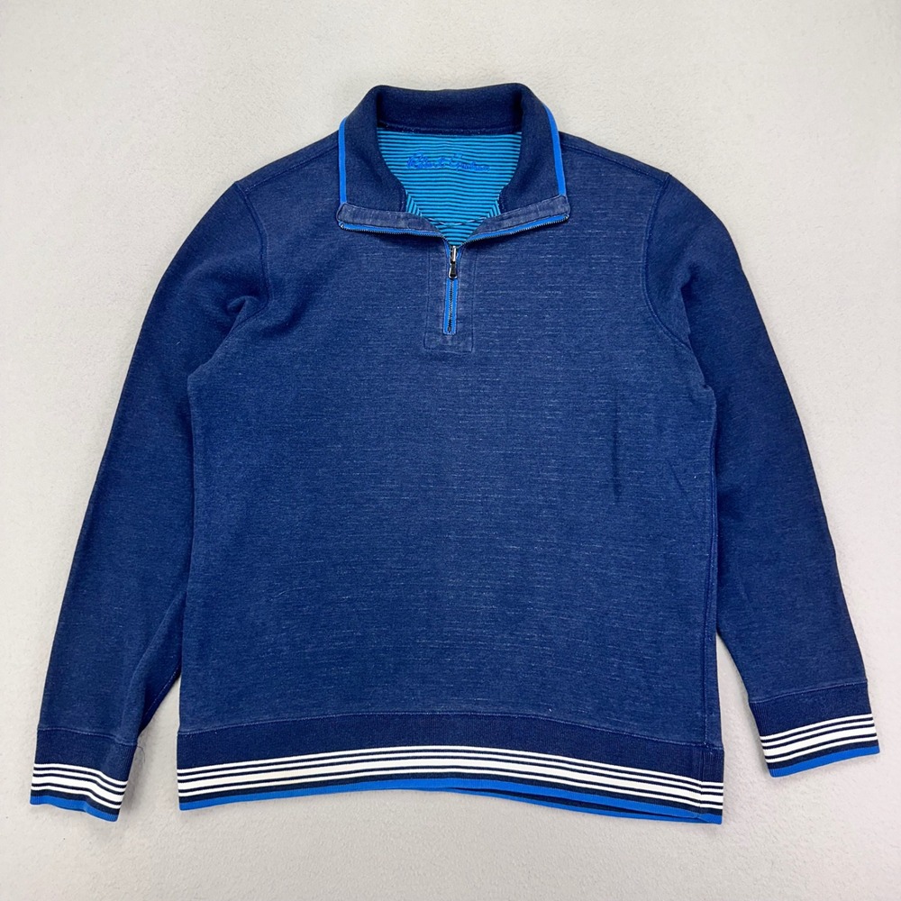 Robert Graham 1/4 Zip Sweatshirt Mens Medium Blue Reversible Long Sleeve Golf‎